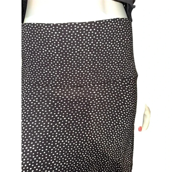 Women's Black & White Polka Dot Maxi Skirt Size M Casual Long Stretchy Wide Band - Picture 5 of 11